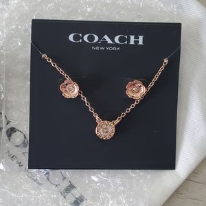 Coach Open Circle Necklace and Tea Rose Stud Set